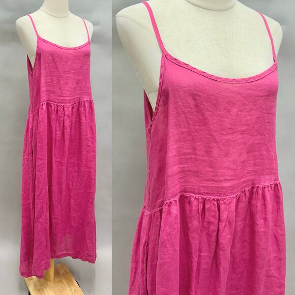 CP Shades Hazel hot pink linen maxi sundress pockets size small - Picture 15 of 16